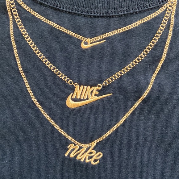 Nike • Black Long Sleeve Mock Neck Gold Embroidered Chains - Picture 4 of 13